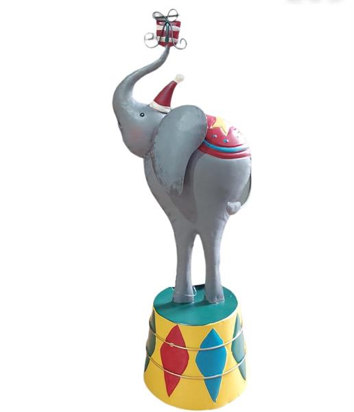 ELEFANTE SU TRAPEZIO C/REGALO SU PROBOSCIDE CIRCO 18X13XH45 CM